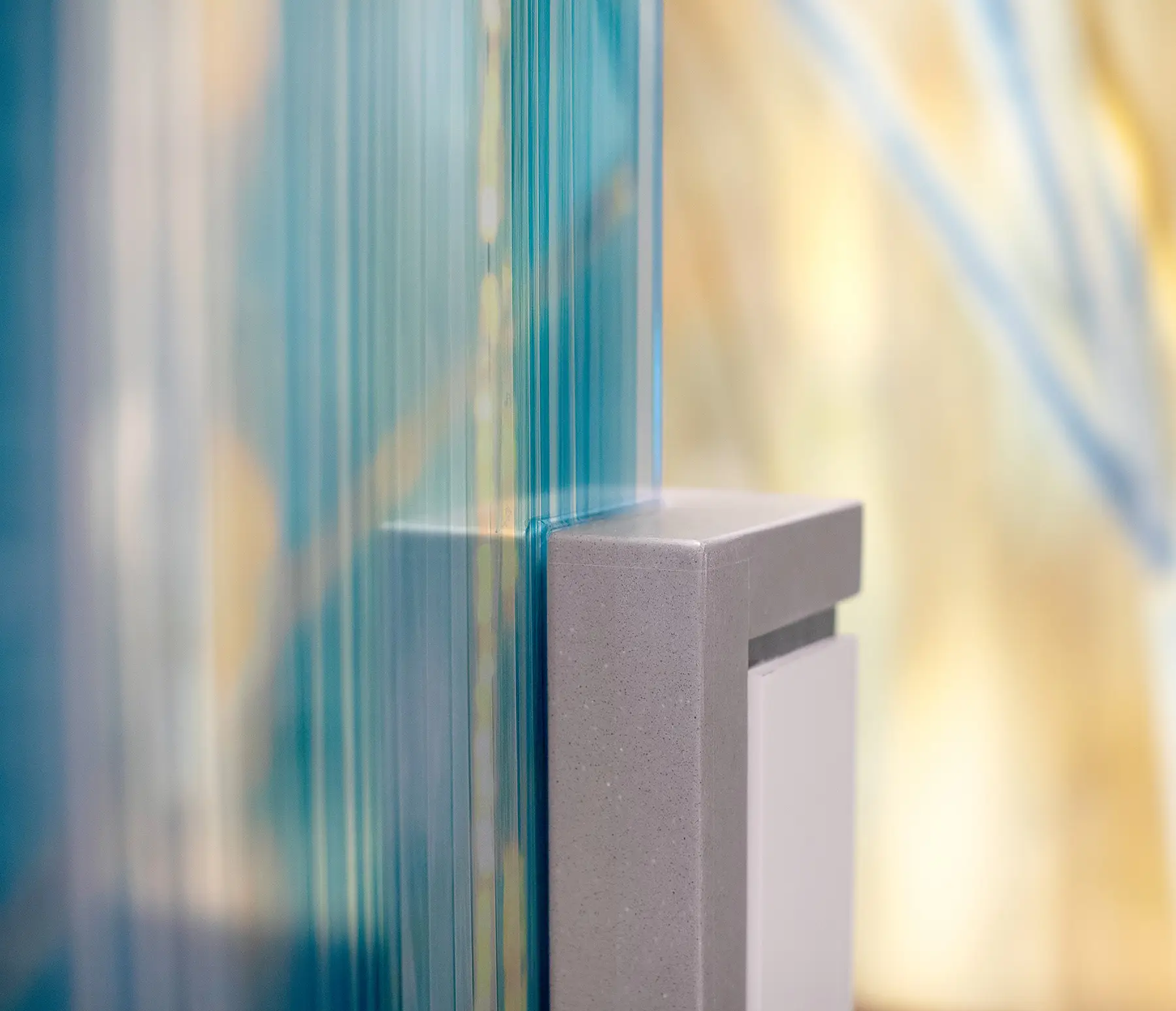 Detail of Divider Panel featuring the artwork "Opaline Blue Panorama"