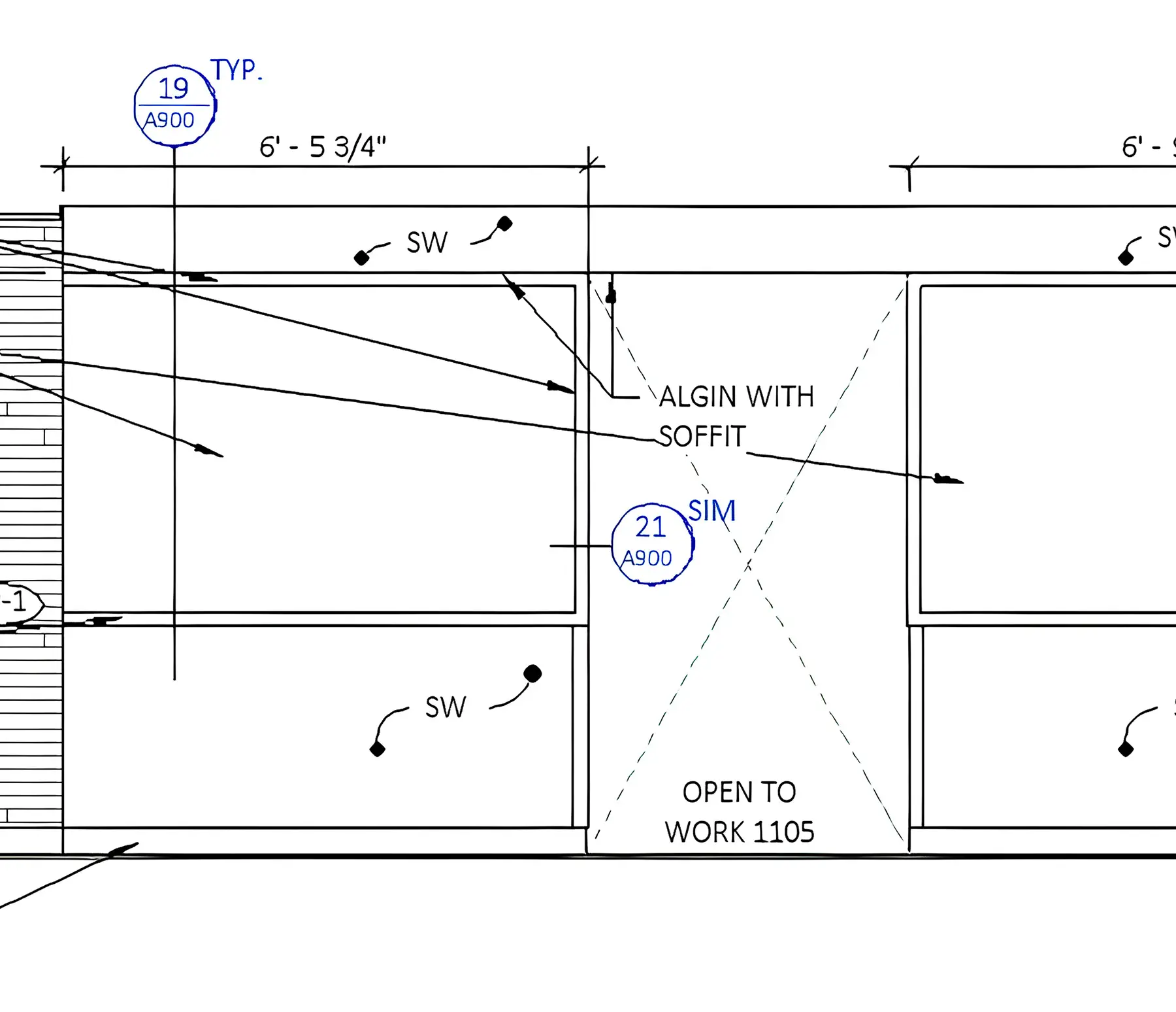 Detail of drawing for divider panels for Backlit panel