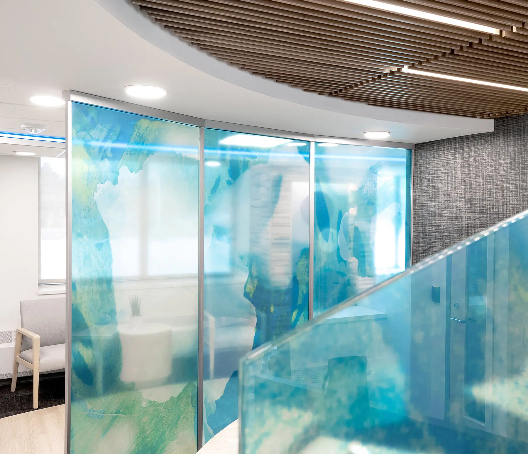 Divider Wall and panel featuring the artwork "Aphrodite Blue"