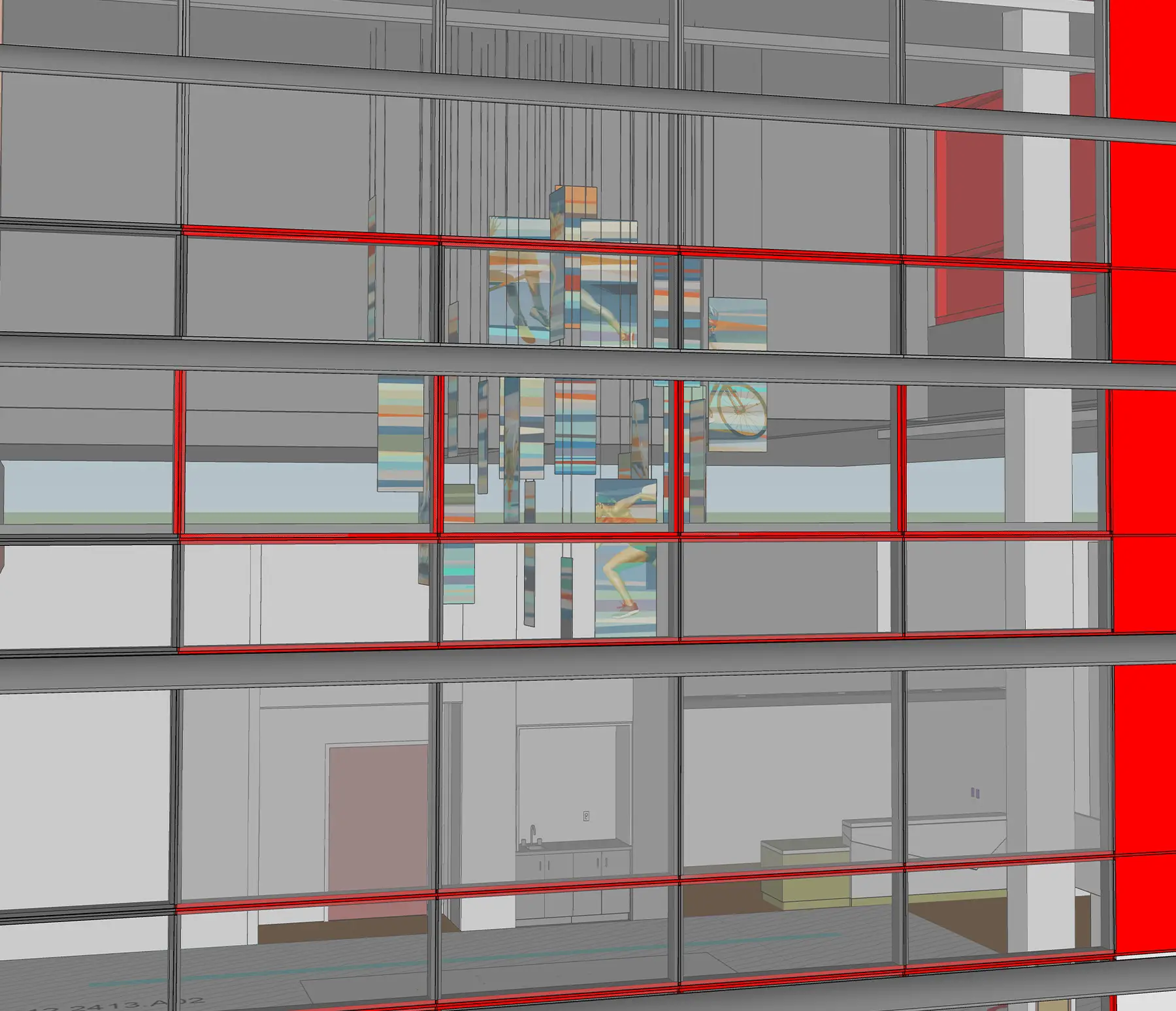 Sketch-up 3-D model of the suspended sculpture