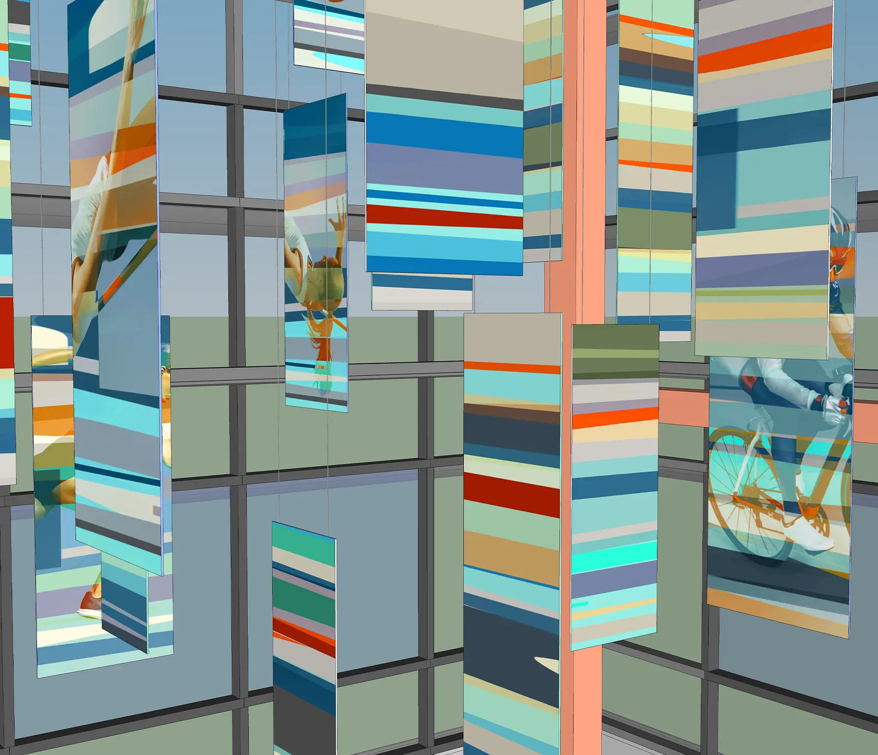 Sketch-up 3-D model of the suspended sculpture