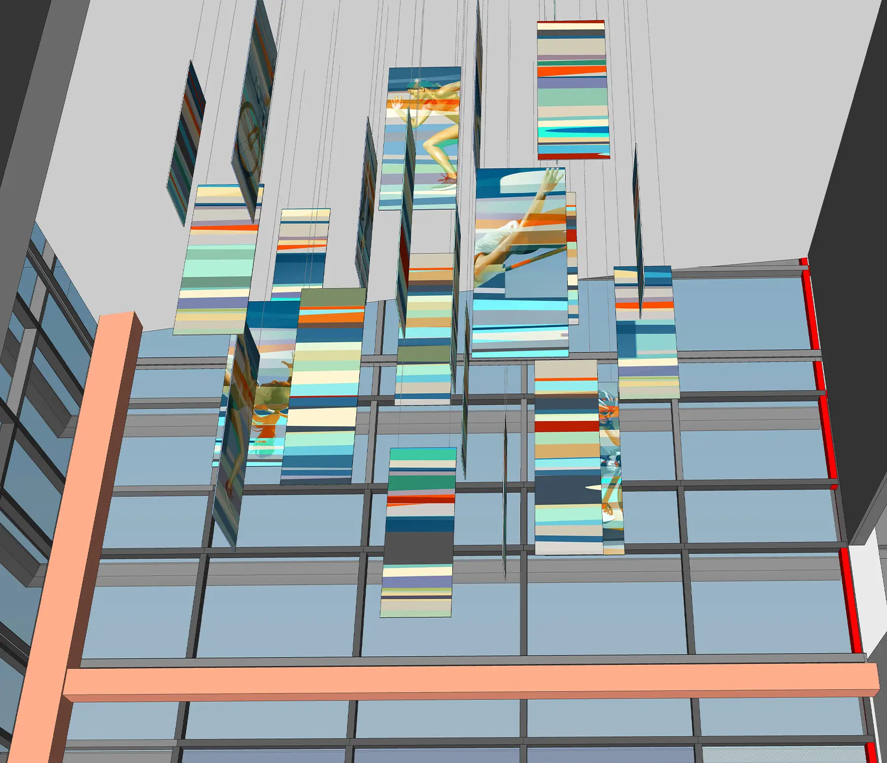 Sketch-up 3-D model of the suspended sculpture