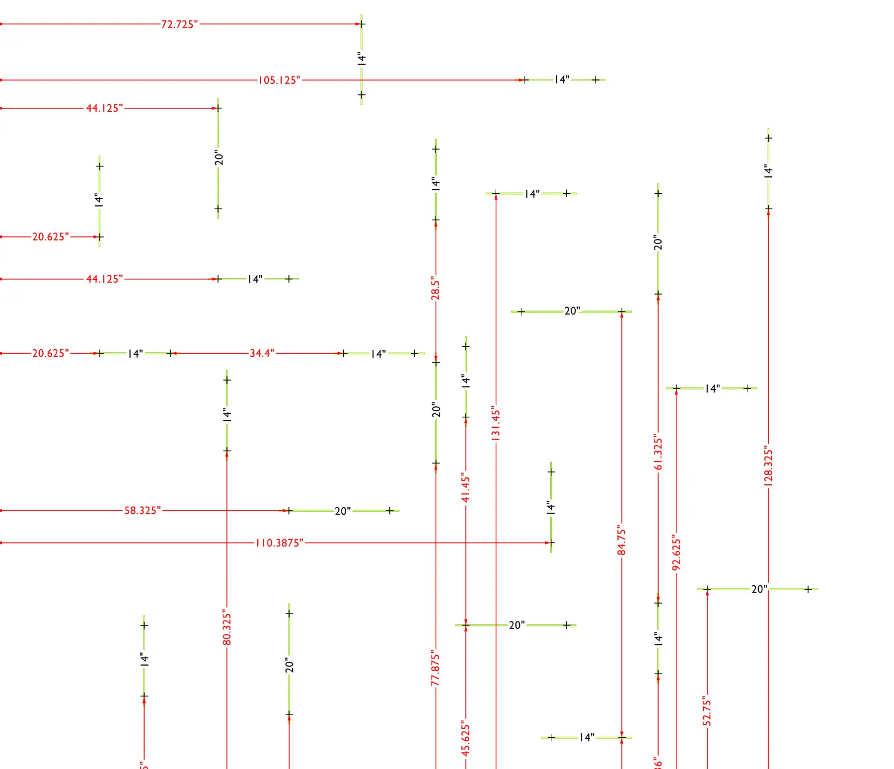 Detail of map showing hanging points for suspended sculpture